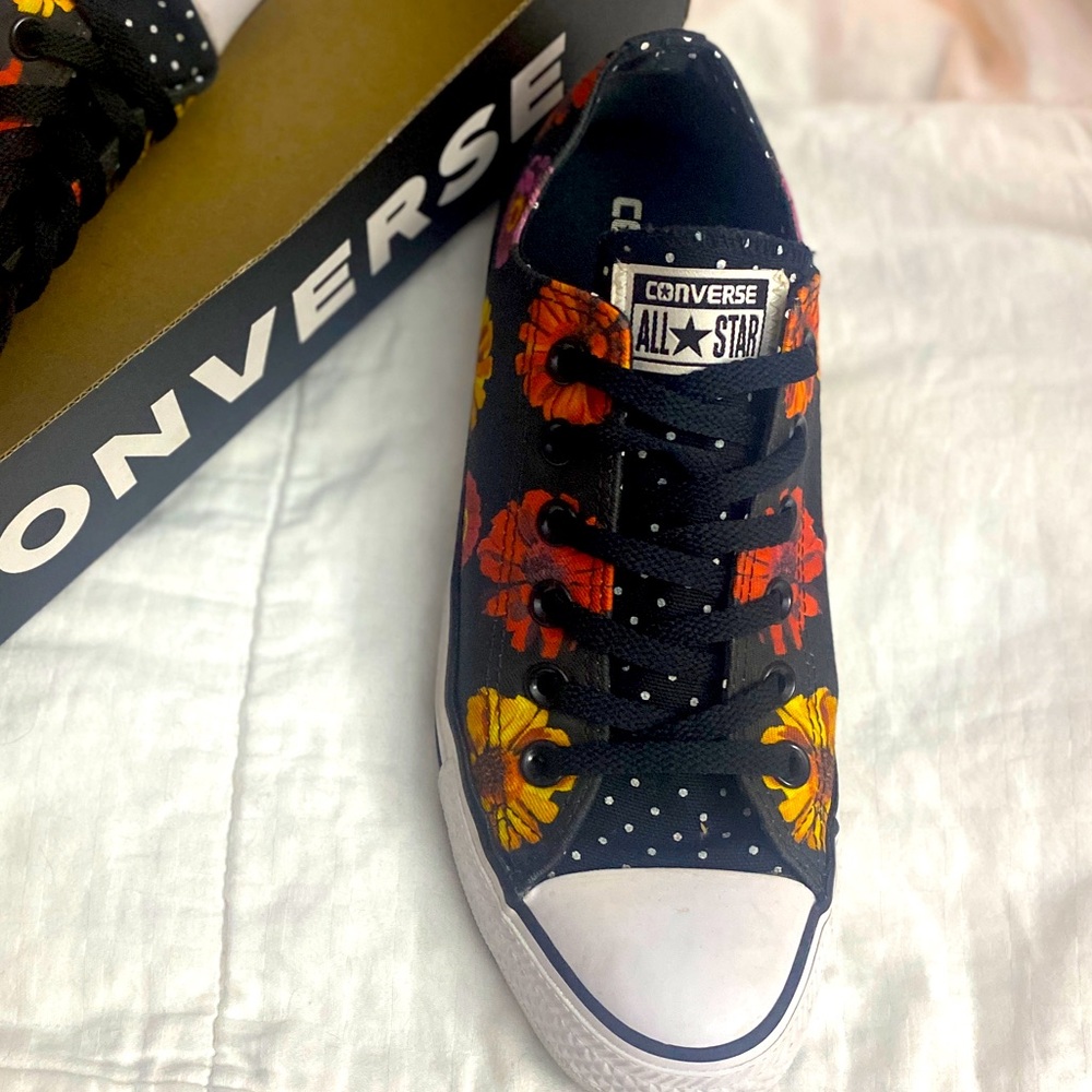 Converse Black Floral / Polka Dot